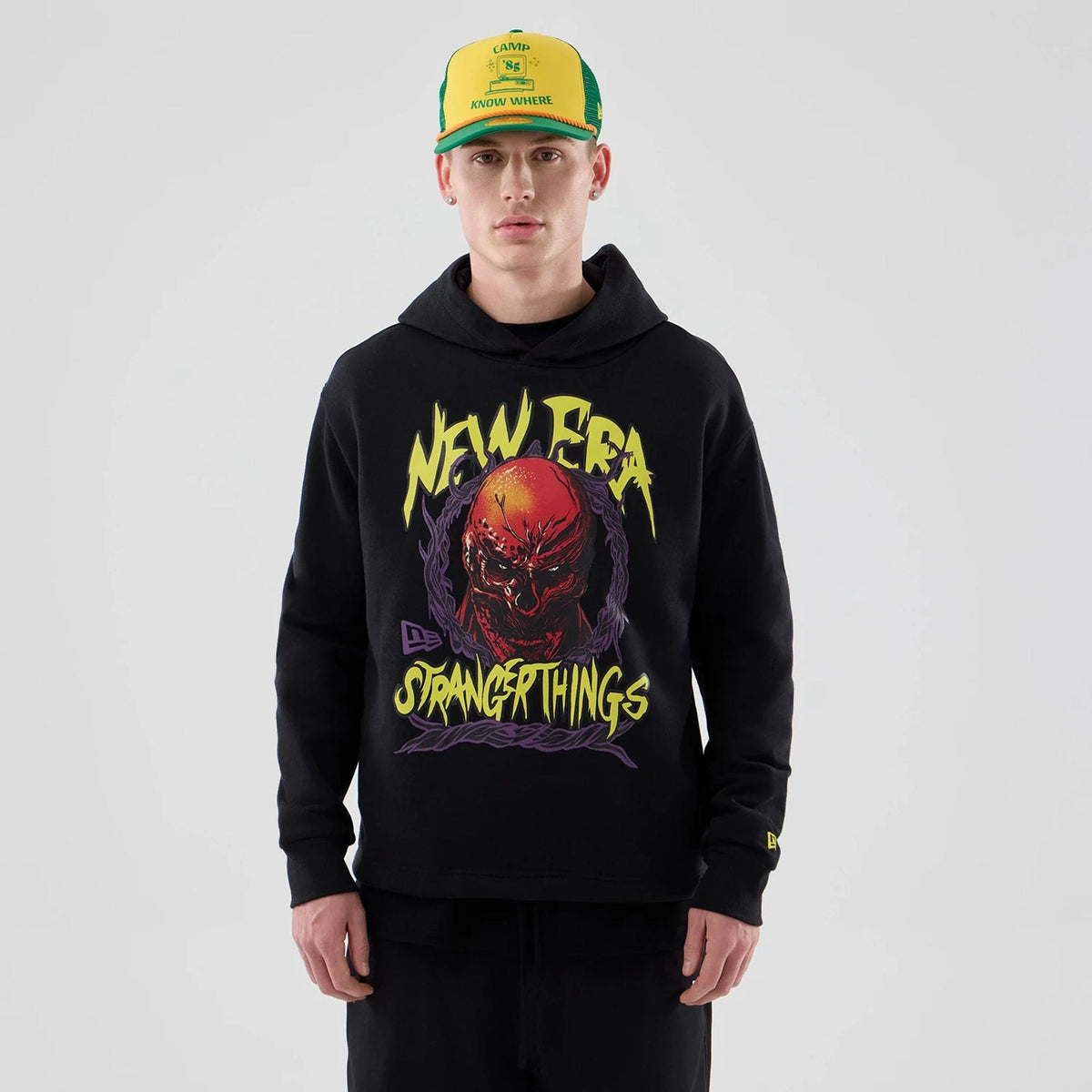 Stranger Things Black Oversized Pullover Hoodie-zelvios