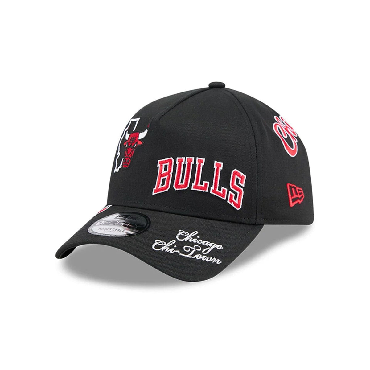 Chicago Bulls NBA All Over Black 9FORTY A-Frame Adjustable Cap-zelvios