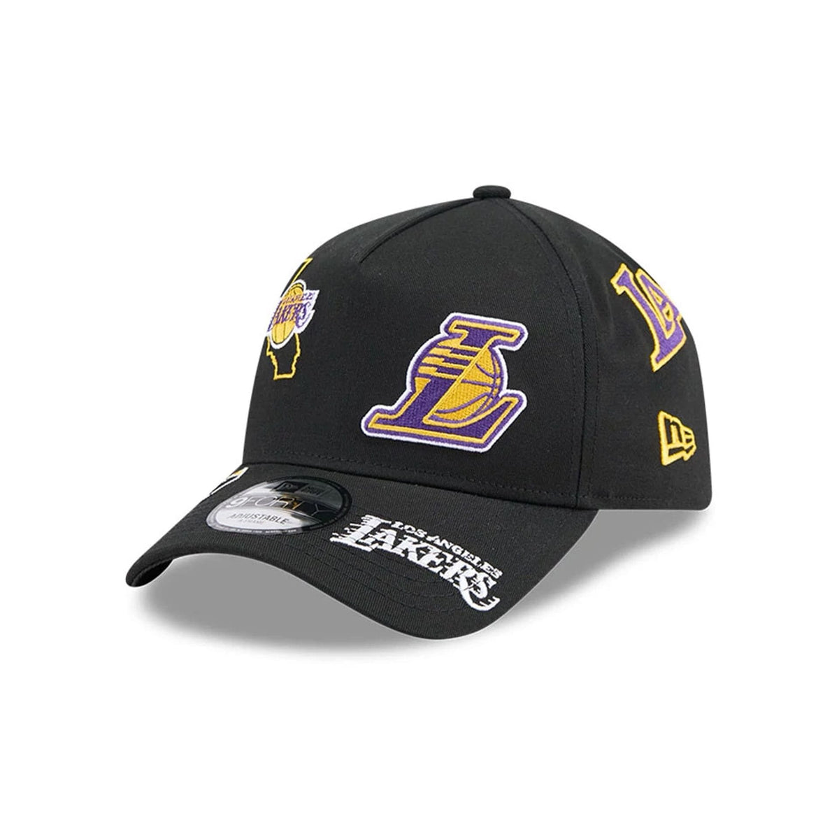 LA Lakers NBA All Over Black 9FORTY A-Frame Adjustable Cap-zelvios
