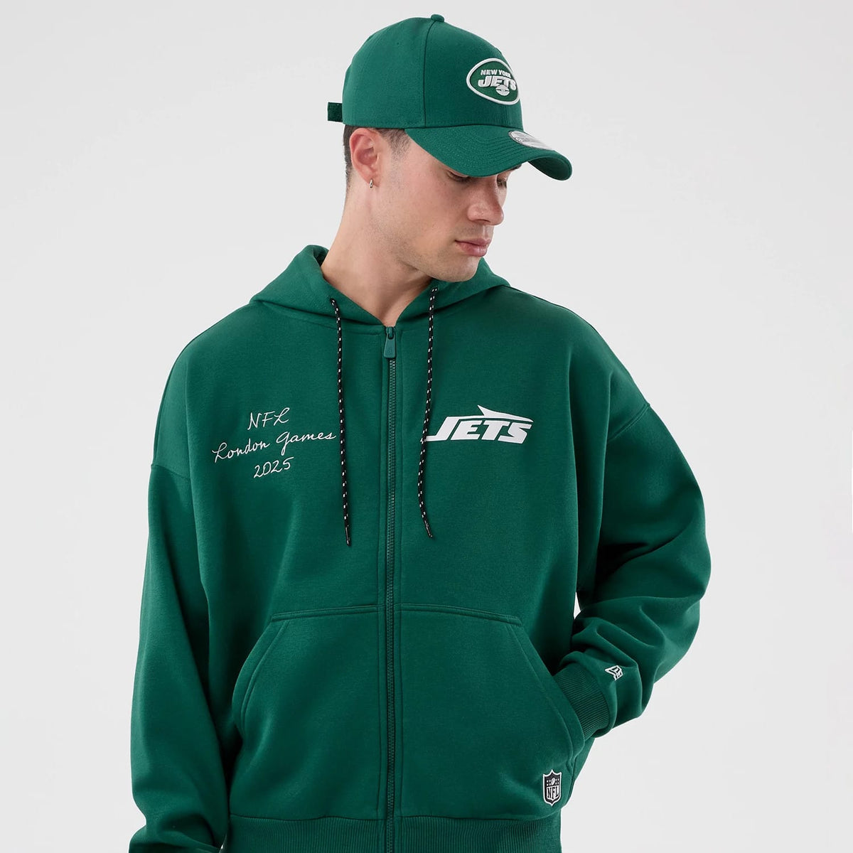 New York Jets NFL International Series Games Green Full Zip Hoodie-zelvios