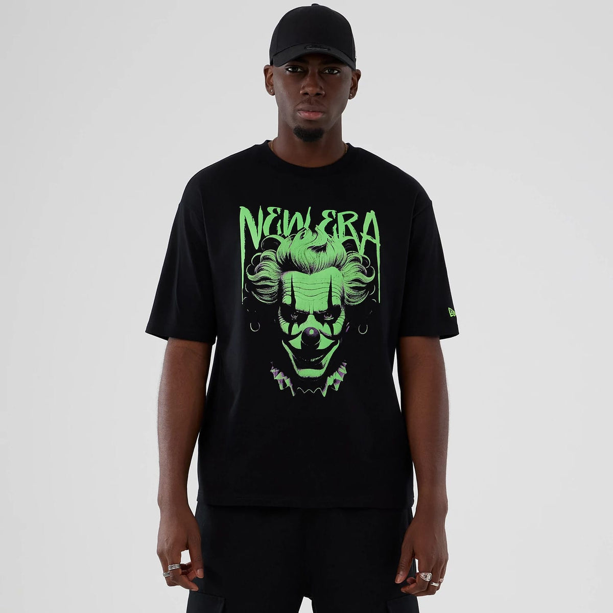 New Era Halloween Clown Graphic Black Oversized T-Shirt-zelvios