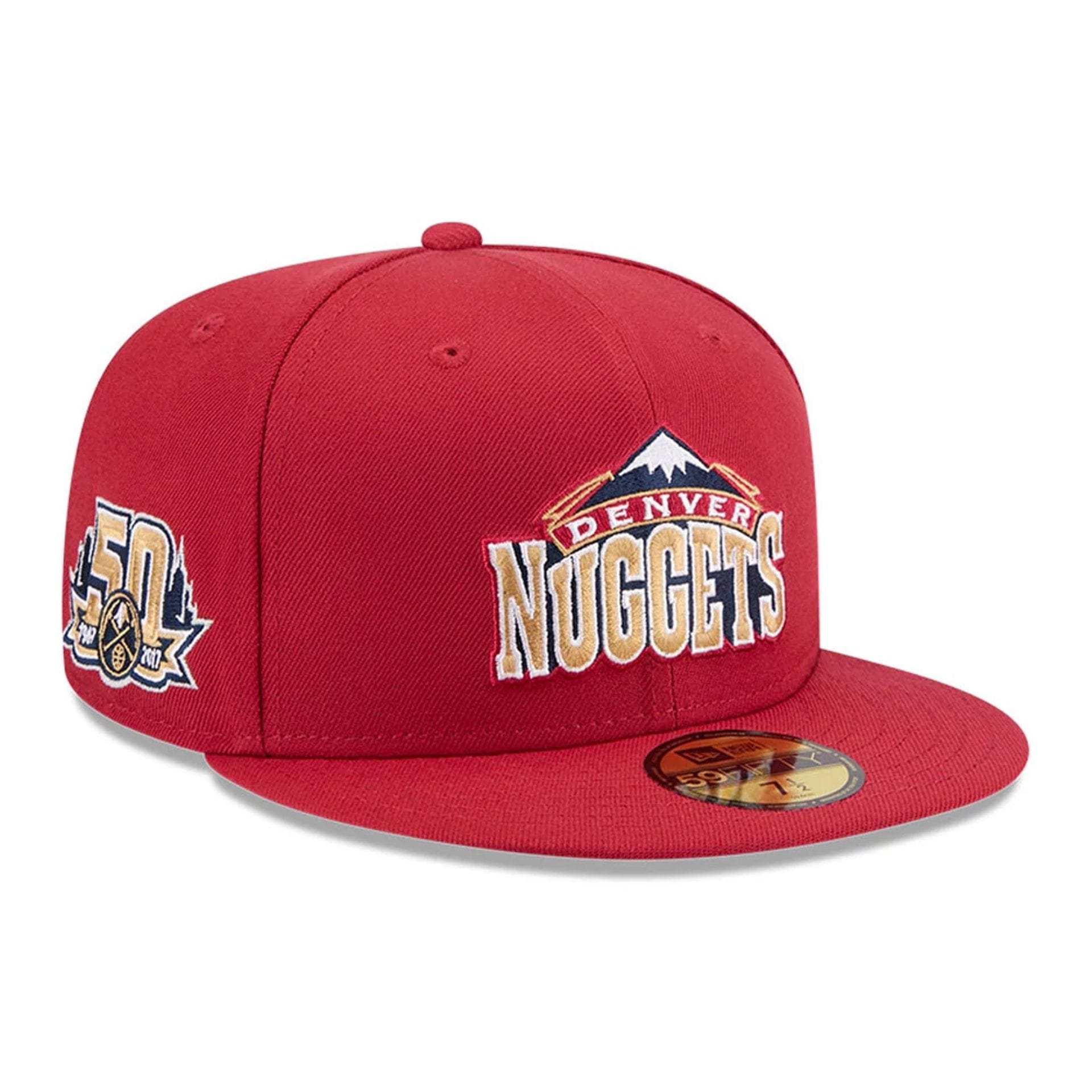 Denver Nuggets NBA Hardwood Classic Dark Red 59FIFTY Fitted Cap-kentox