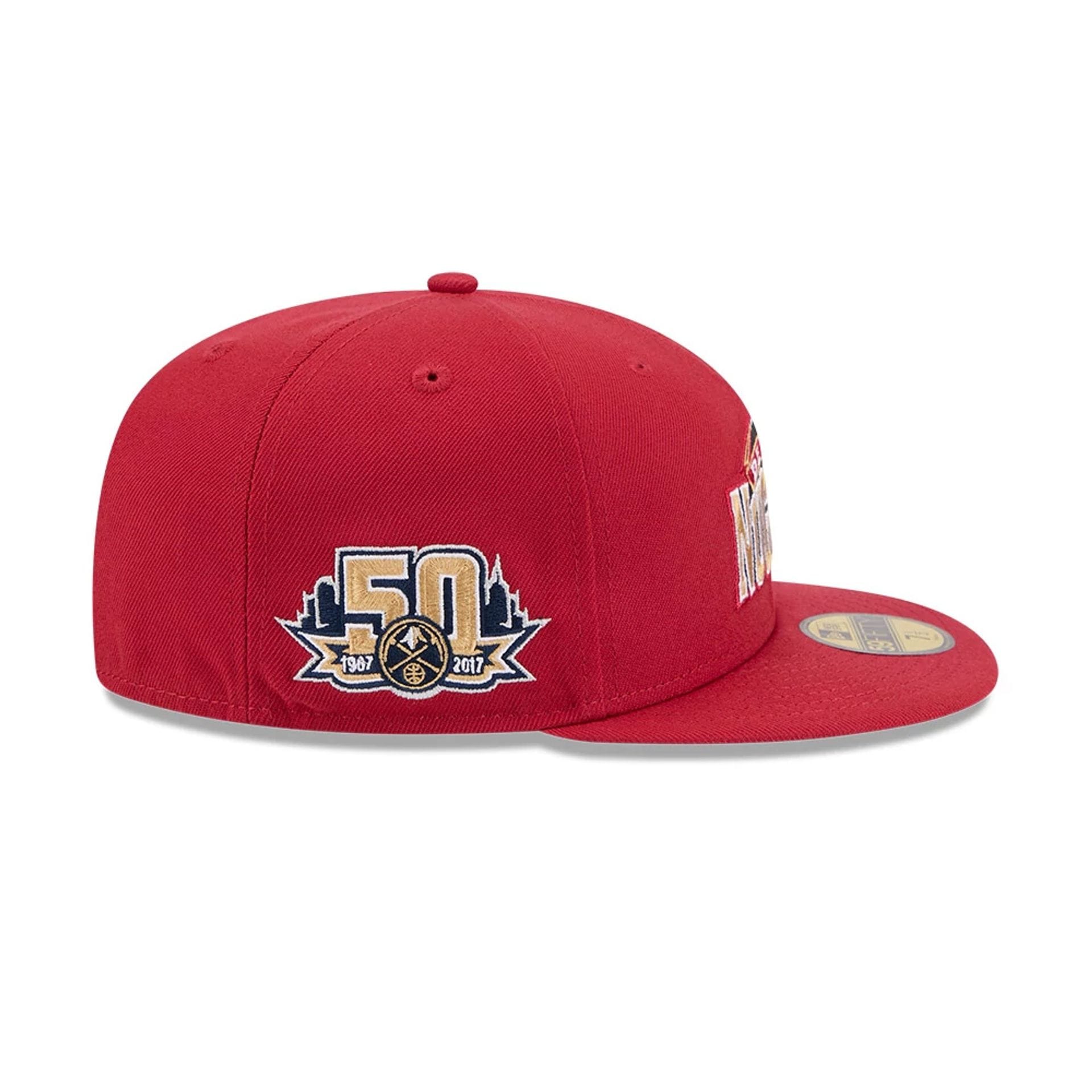 Denver Nuggets NBA Hardwood Classic Dark Red 59FIFTY Fitted Cap-kentox