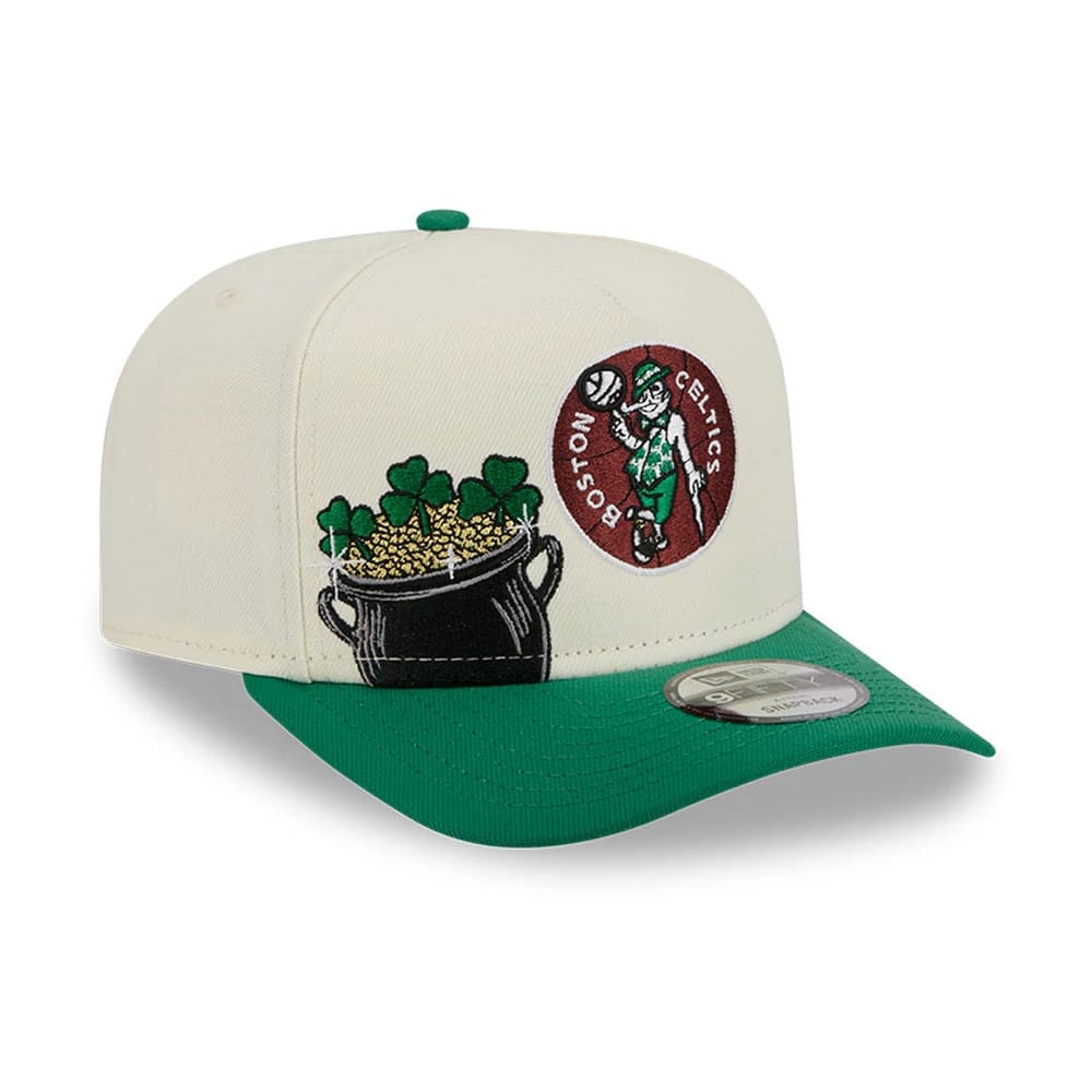 Boston Celtics NBA Cream 9FIFTY A-Frame Snapback Adjustable Cap-zelvios