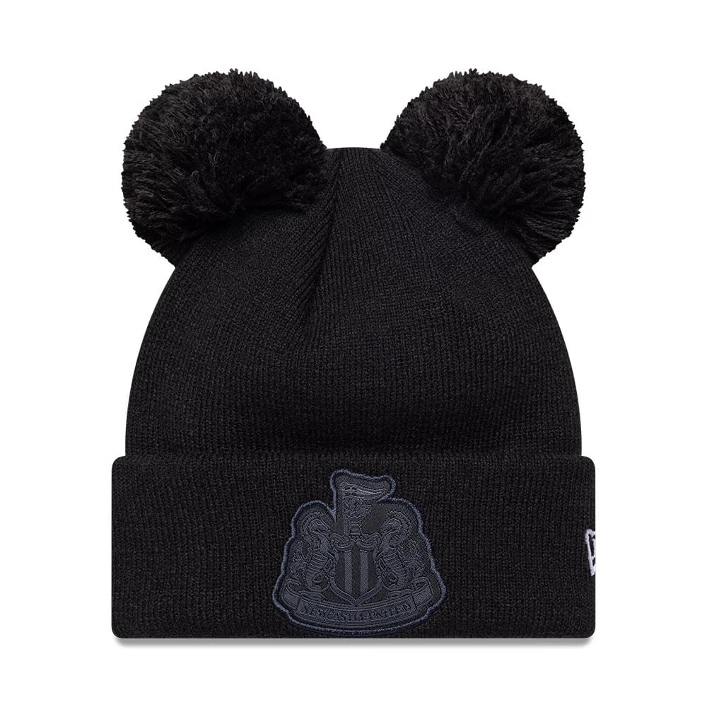 Newcastle United FC Youth Tonal Black Double Pom knit Beanie Hat-zelvios