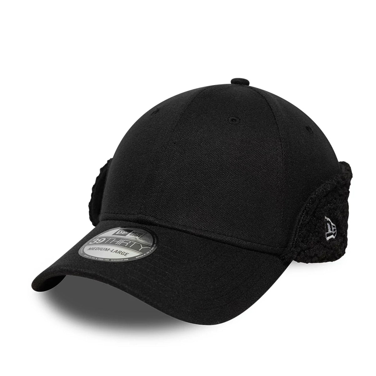 New Era Black 39THIRTY Downflap Stretch Fit Cap-zelvios