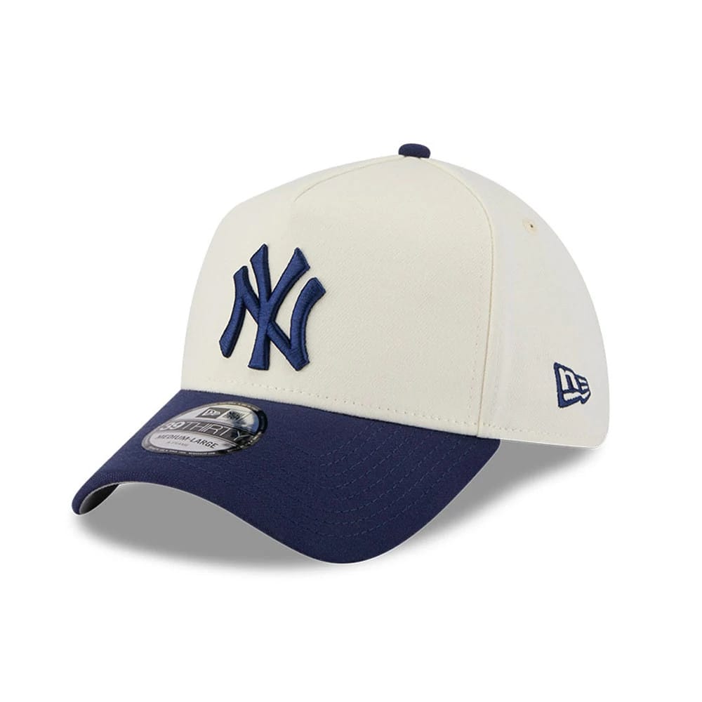 New York Yankees MLB Chrome Cream 39THIRTY A-Frame Stretch Fit Cap-zelvios