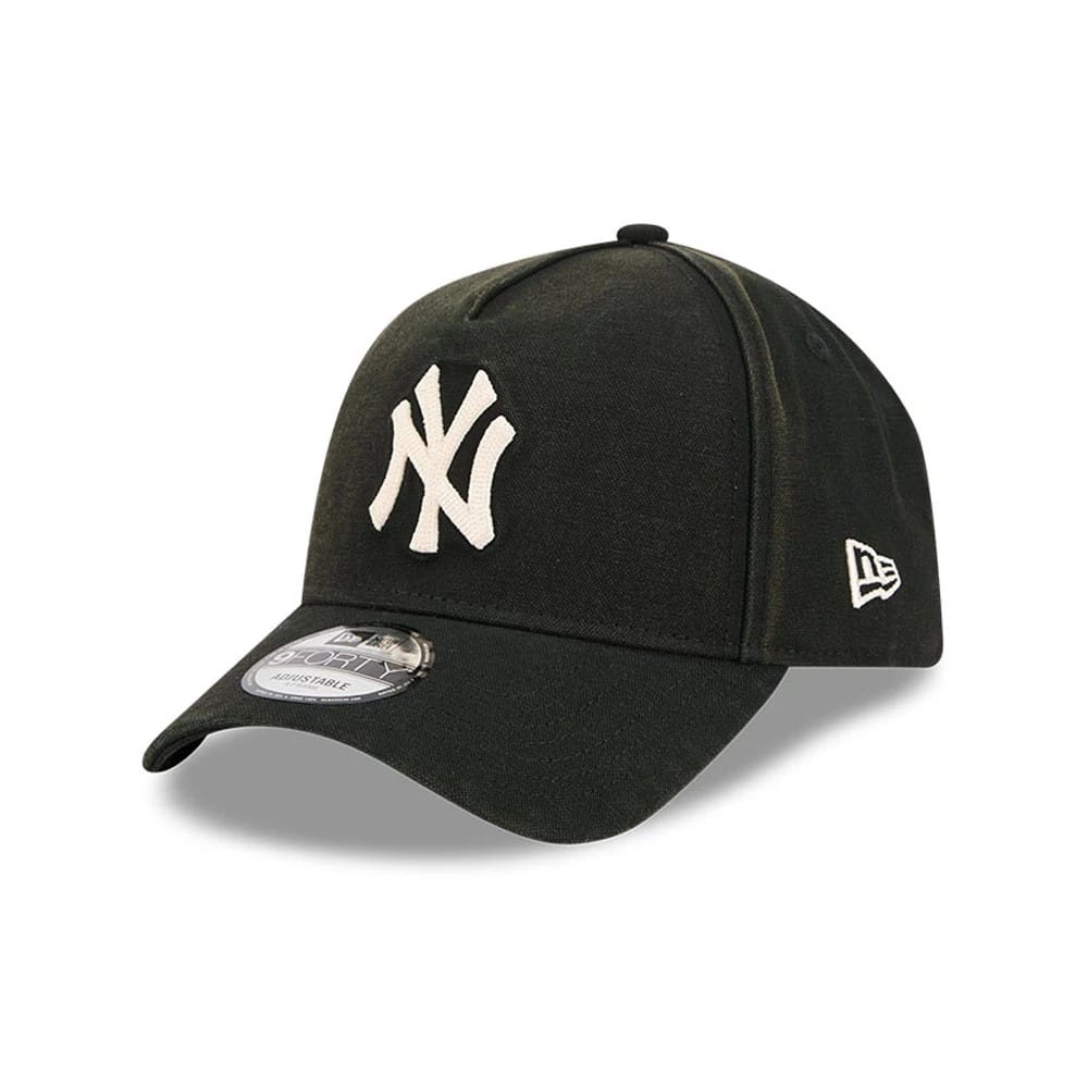 New York Yankees MLB Washed Canvas Black 9FORTY A-Frame Adjustable Cap-zelvios