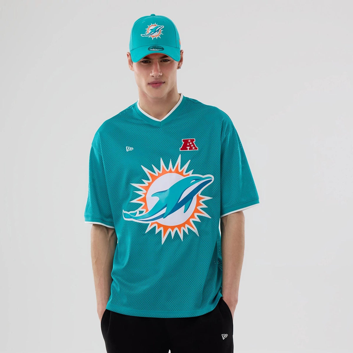 Miami Dolphins NFL Mesh Turquoise Oversized T-Shirt-zelvios