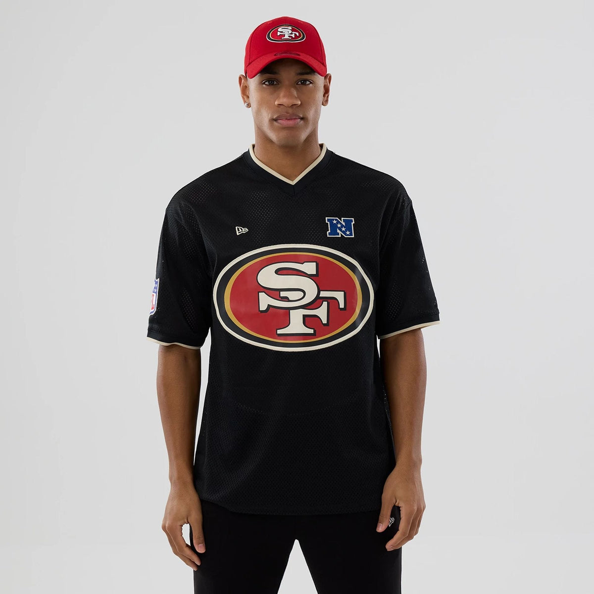 San Francisco 49ers NFL Mesh Black Oversized T-Shirt-zelvios