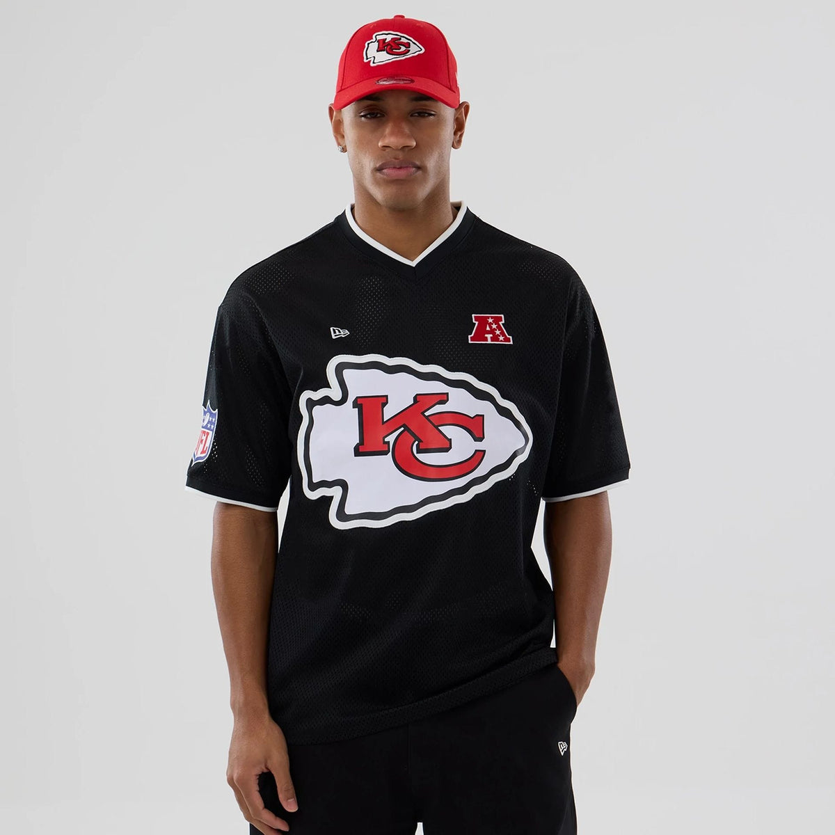 Kansas City Chiefs NFL Mesh Black Oversized T-Shirt-zelvios