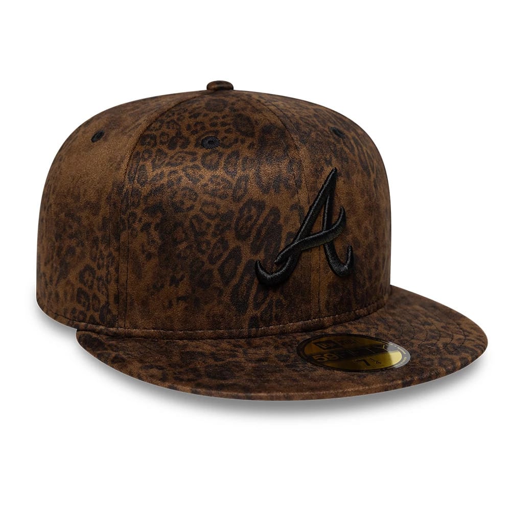 Atlanta Braves MLB Leopard Black 59FIFTY Fitted Cap-zelvios
