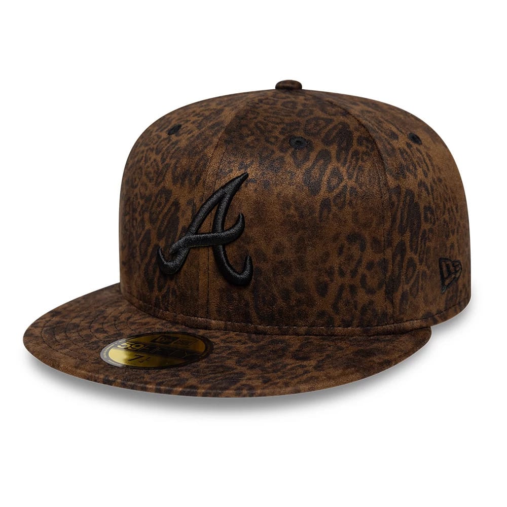 Atlanta Braves MLB Leopard Black 59FIFTY Fitted Cap-zelvios