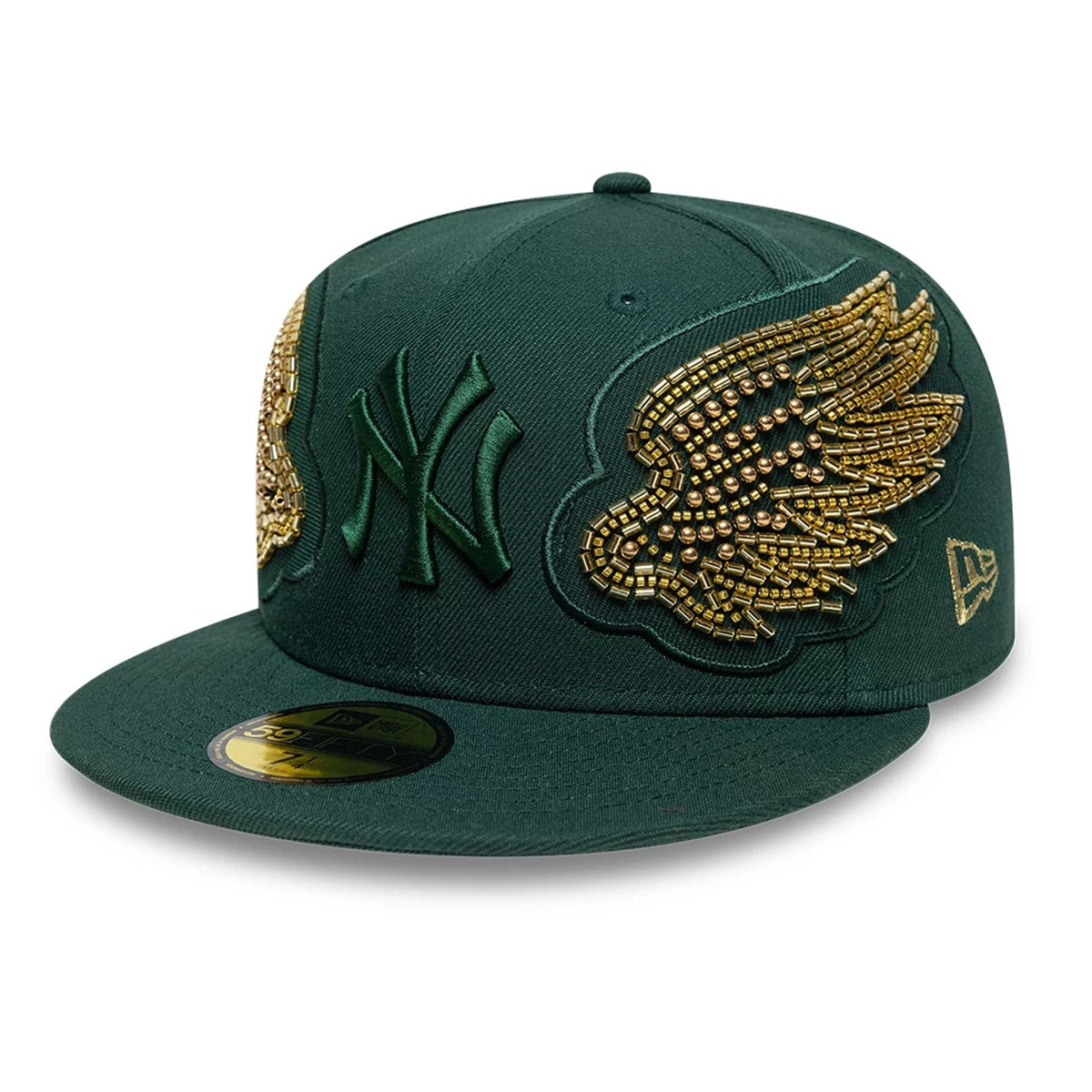 New York Yankees MLB Beaded Wings Dark Green 59FIFTY Fitted Cap-zelvios