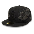 Chicago White Sox MLB Beaded Wings Black 59FIFTY Fitted Cap-zelvios