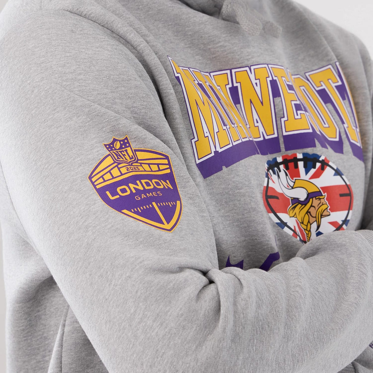 Minnesota Vikings NFL International Series Games 2025 Grey Pullover Hoodie-zelvios