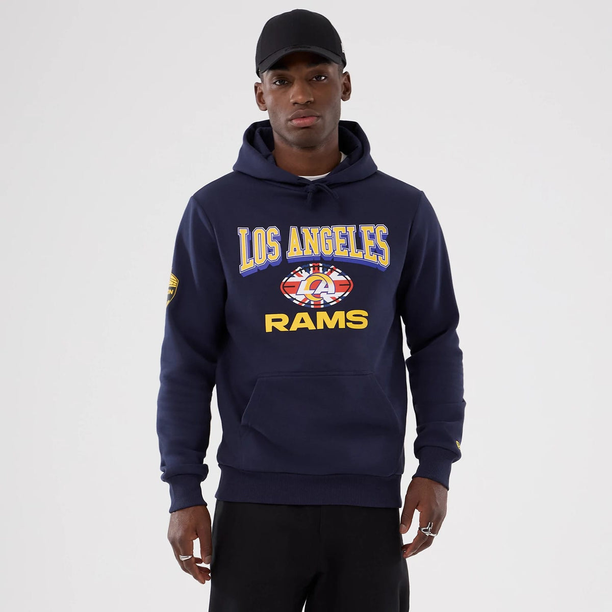 LA Rams NFL International Series Games 2025 Navy Pullover Hoodie-zelvios
