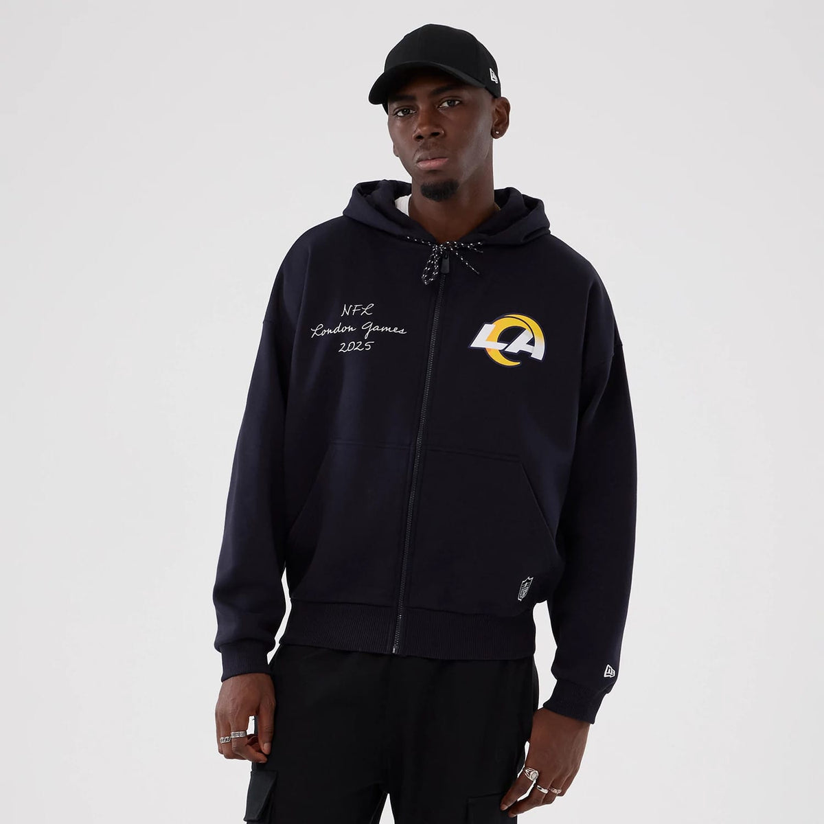 LA Rams NFL International Series Games 2025 Navy Premium Pullover Hoodie-zelvios