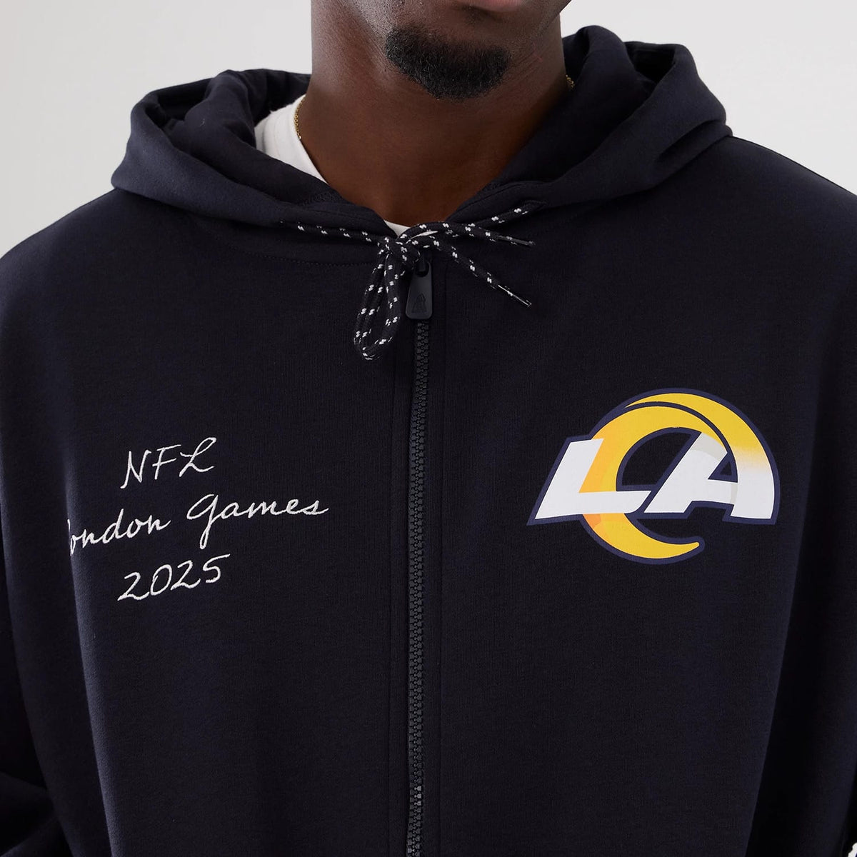 LA Rams NFL International Series Games 2025 Navy Premium Pullover Hoodie-zelvios