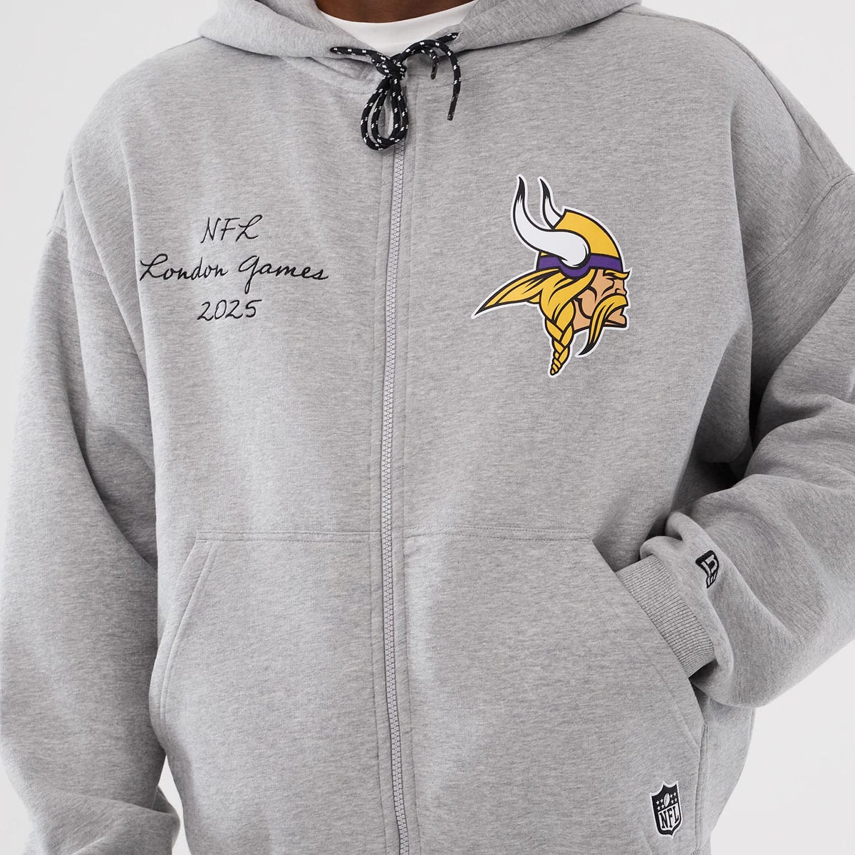 Minnesota Vikings NFL International Series Games 2025 Grey Premium Pullover Hoodie-zelvios