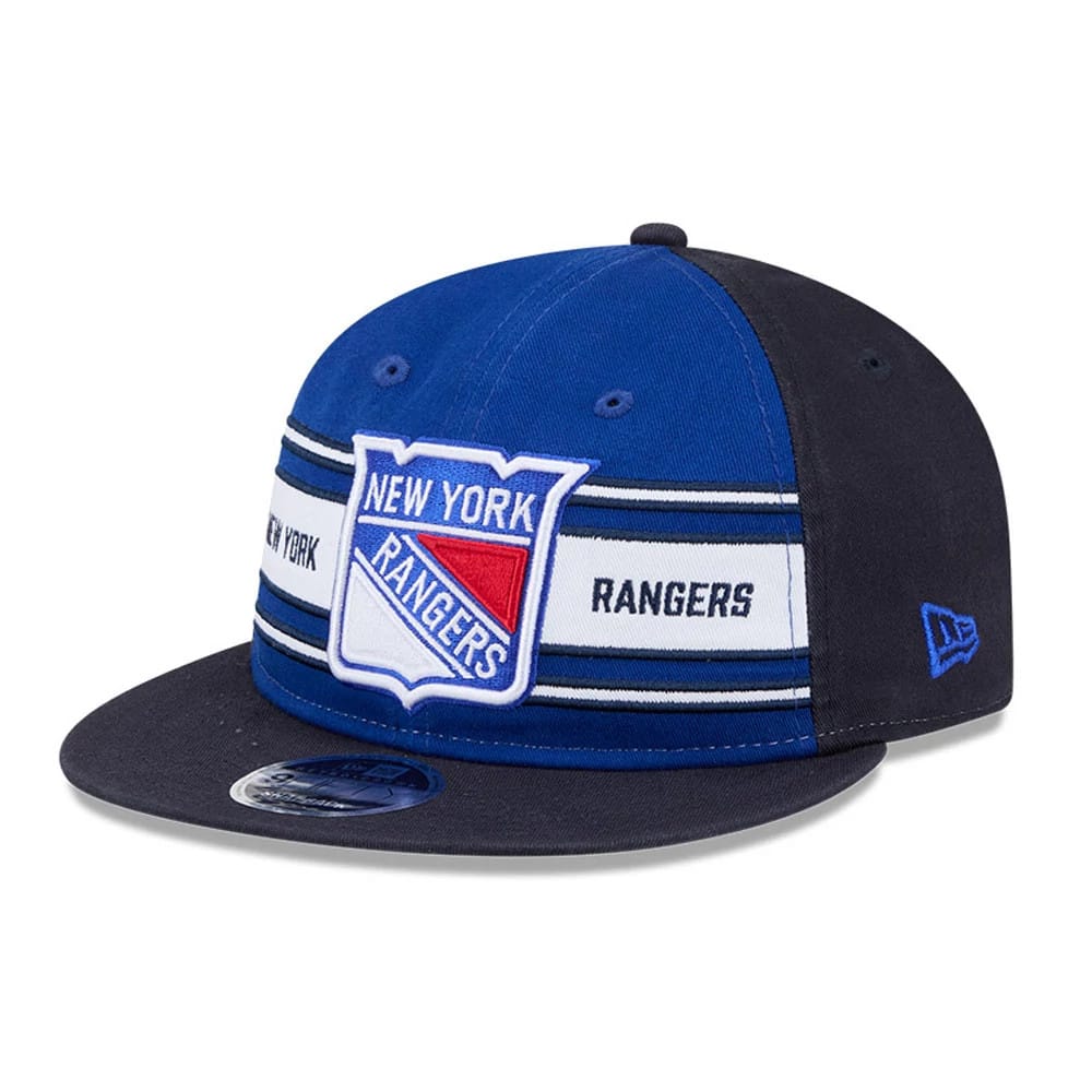 New York Rangers NHL Team Stripes Blue Retro Crown 9FIFTY Adjustable Cap-zelvios