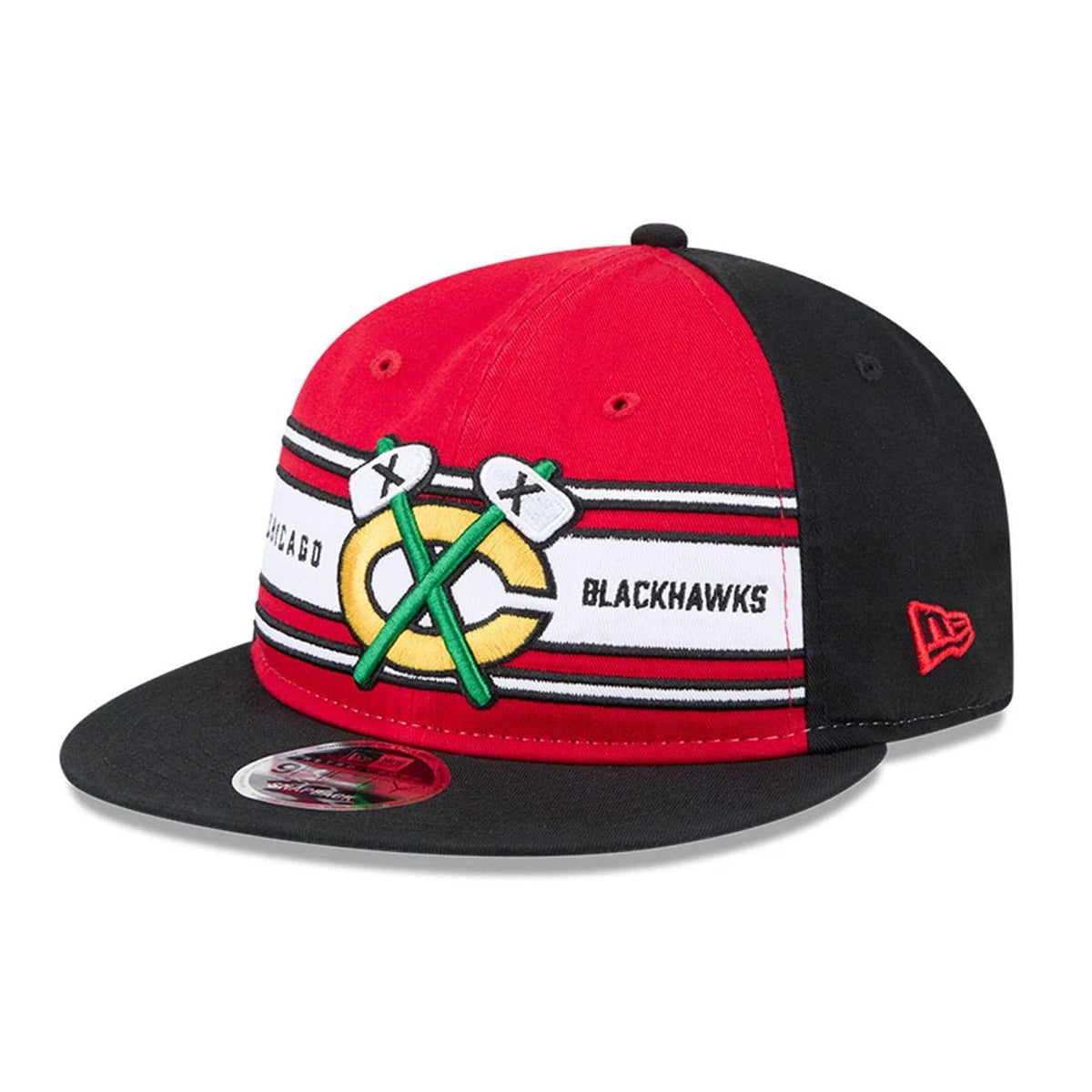 Chicago Blackhawks NHL Team Stripes Red Retro Crown 9FIFTY Adjustable Cap-zelvios