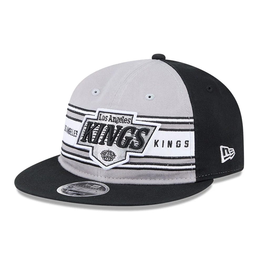 LA Kings NHL Team Stripes Black Retro Crown 9FIFTY Adjustable Cap-zelvios