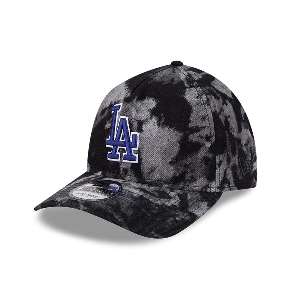 LA Dodgers MLB Bleached Denim Black 9TWENTY A-Frame Adjustable Cap-zelvios