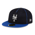 New York Mets MLB Felt Logo Blue Retro Crown 59FIFTY Fitted Cap-zelvios