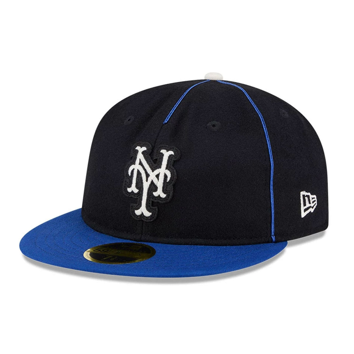 New York Mets MLB Felt Logo Blue Retro Crown 59FIFTY Fitted Cap-zelvios