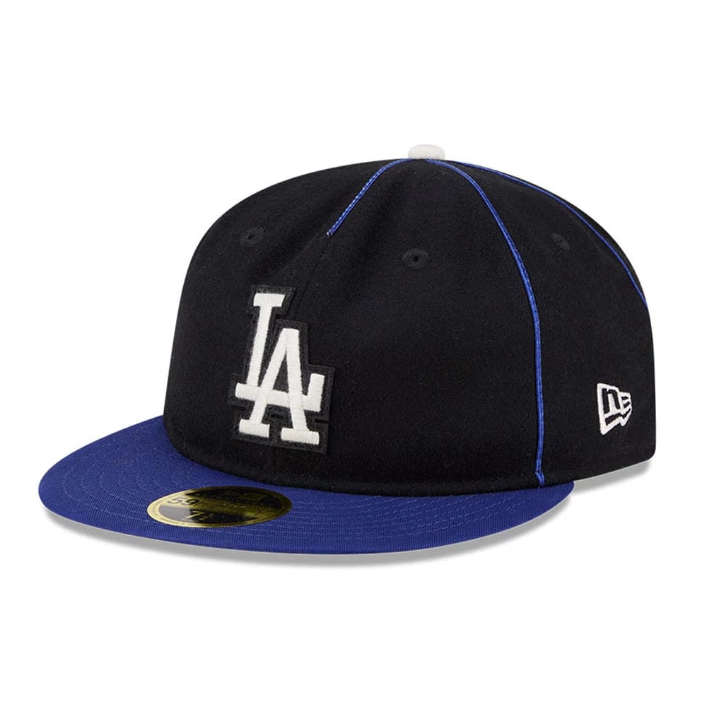 LA Dodgers MLB Felt Logo Dark Blue Retro Crown 59FIFTY Fitted Cap-zelvios