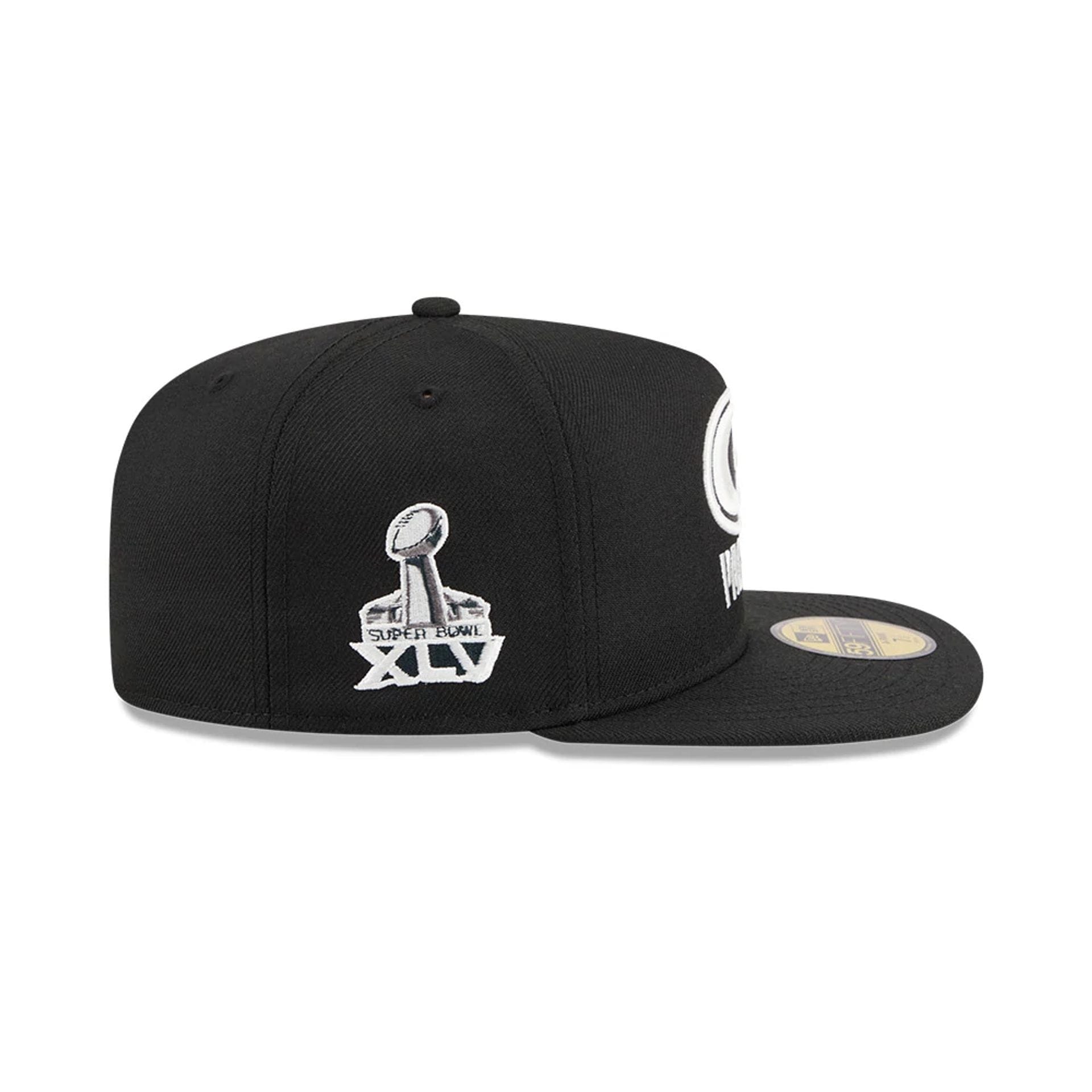 Green Bay Packers NFL Chiseled Embroidery Black 59FIFTY A-Frame Fitted Cap-kentox
