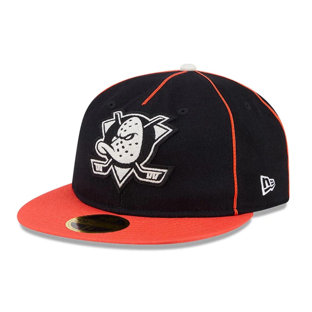 Anaheim Ducks NHL Felt Logo Black Retro Crown 59FIFTY Fitted Cap-zelvios