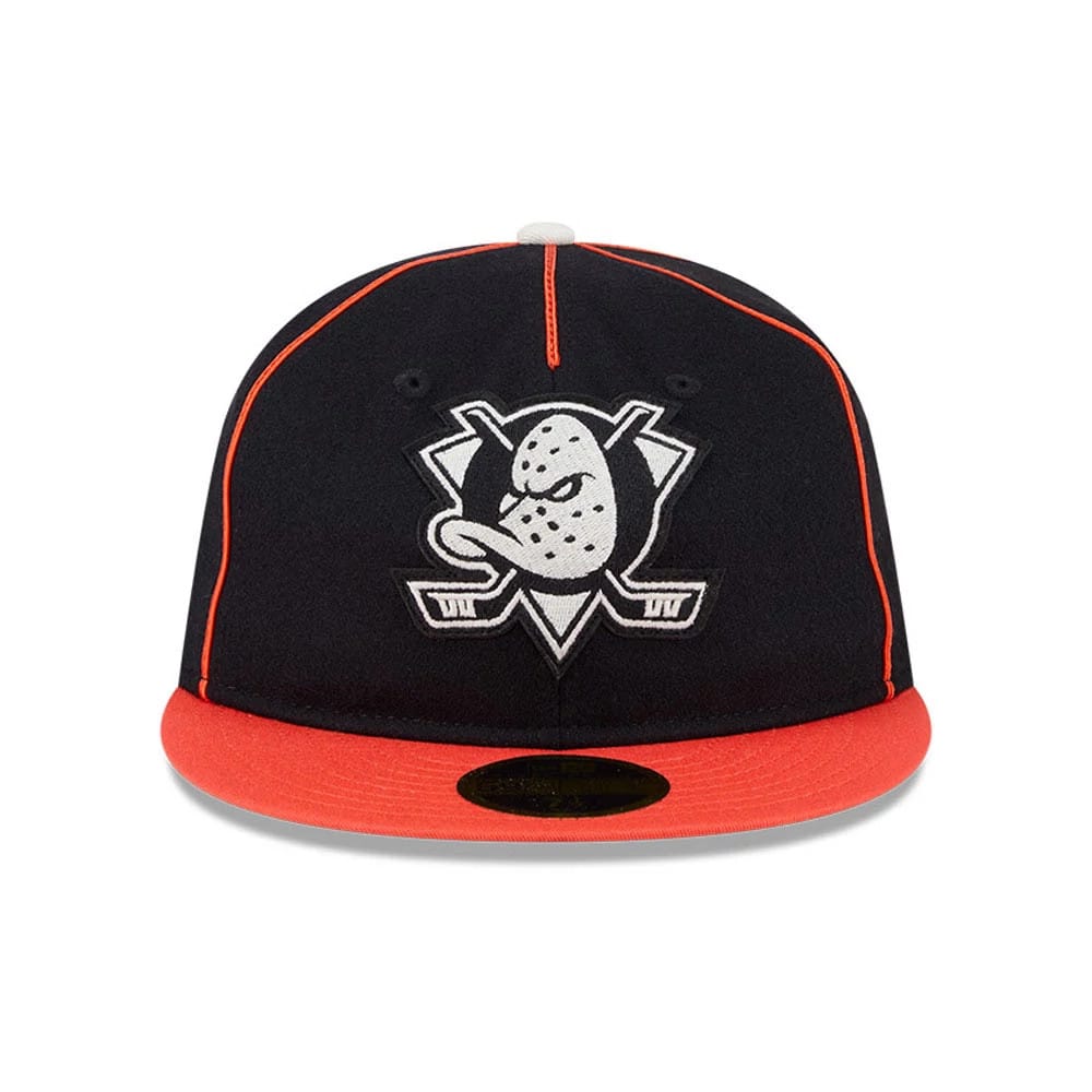 Anaheim Ducks NHL Felt Logo Black Retro Crown 59FIFTY Fitted Cap-zelvios