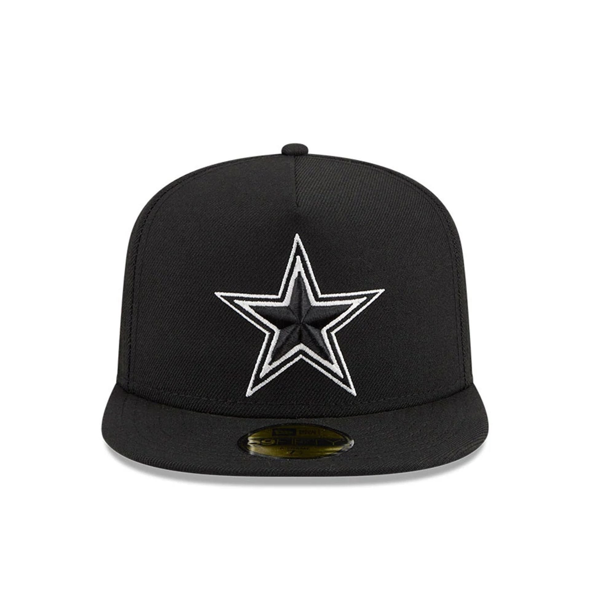 Dallas Cowboys NFL Chiseled Embroidery Black 59FIFTY A-Frame Fitted Cap-kentox