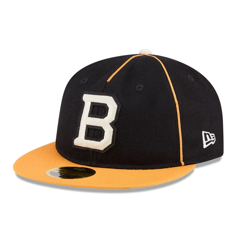 Boston Bruins NHL Felt Logo Black Retro Crown 59FIFTY Fitted Cap-zelvios