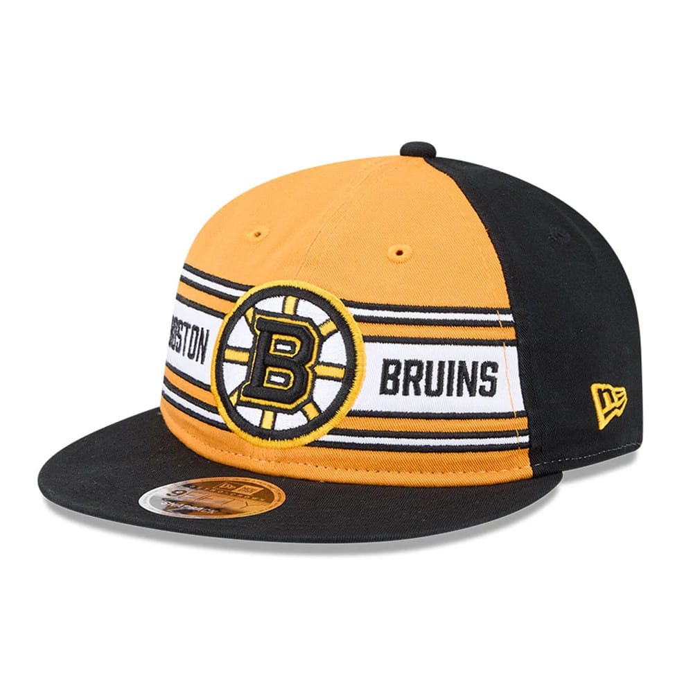 Bruins NHL Team Stripes Black Retro Crown 9FIFTY Adjustable Cap-zelvios