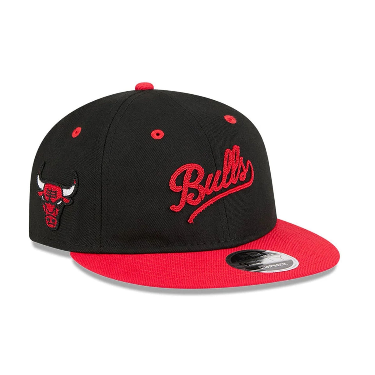 Chicago Bulls NBA Chainstitch Script Black Retro Crown 9FIFTY Adjustable Cap-zelvios