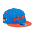 OKC Thunder NBA Chainstitch Script Blue Retro Crown 9FIFTY Adjustable Cap-zelvios