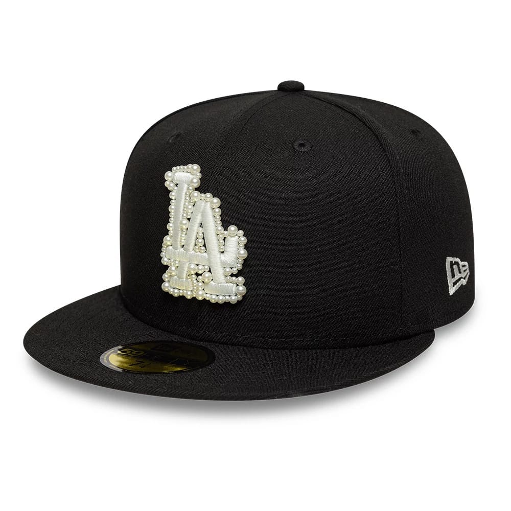 LA Dodgers MLB Faux Pearl Black 59FIFTY Fitted Cap-zelvios