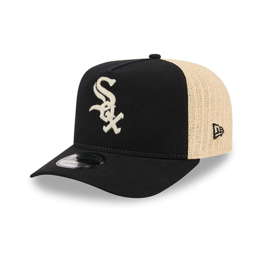 Chicago White Sox MLB Grained Black 9FIFTY A-Frame Snapback Adjustable Cap-zelvios