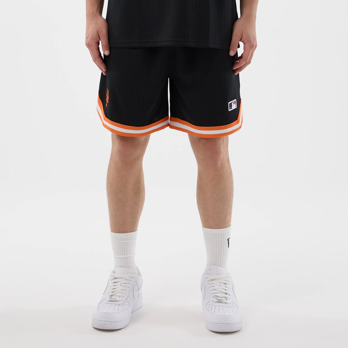 New York Mets MLB Arch Black Oversized Shorts-zelvios