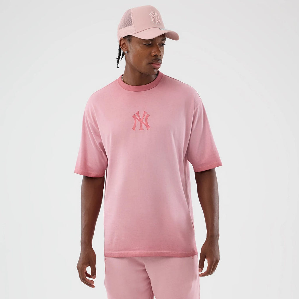 New York Yankees MLB Washed Logo Pastel Pink T-Shirt-zelvios