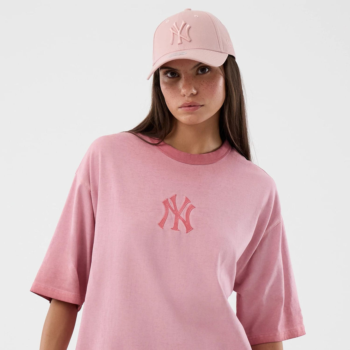 New York Yankees MLB Washed Logo Pastel Pink T-Shirt-zelvios