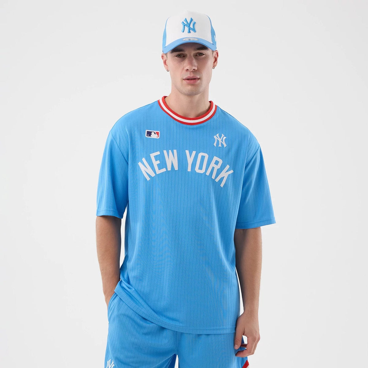 New York Yankees MLB Arch Pastel Blue Oversized T-Shirt-zelvios