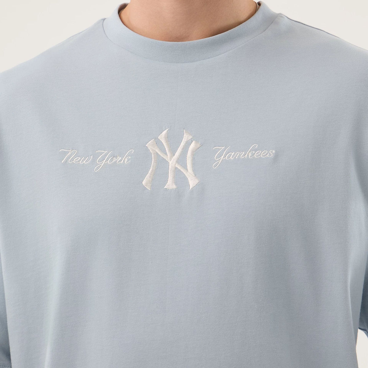 New York Yankees MLB Script Pastel Blue Oversized T-Shirt-zelvios