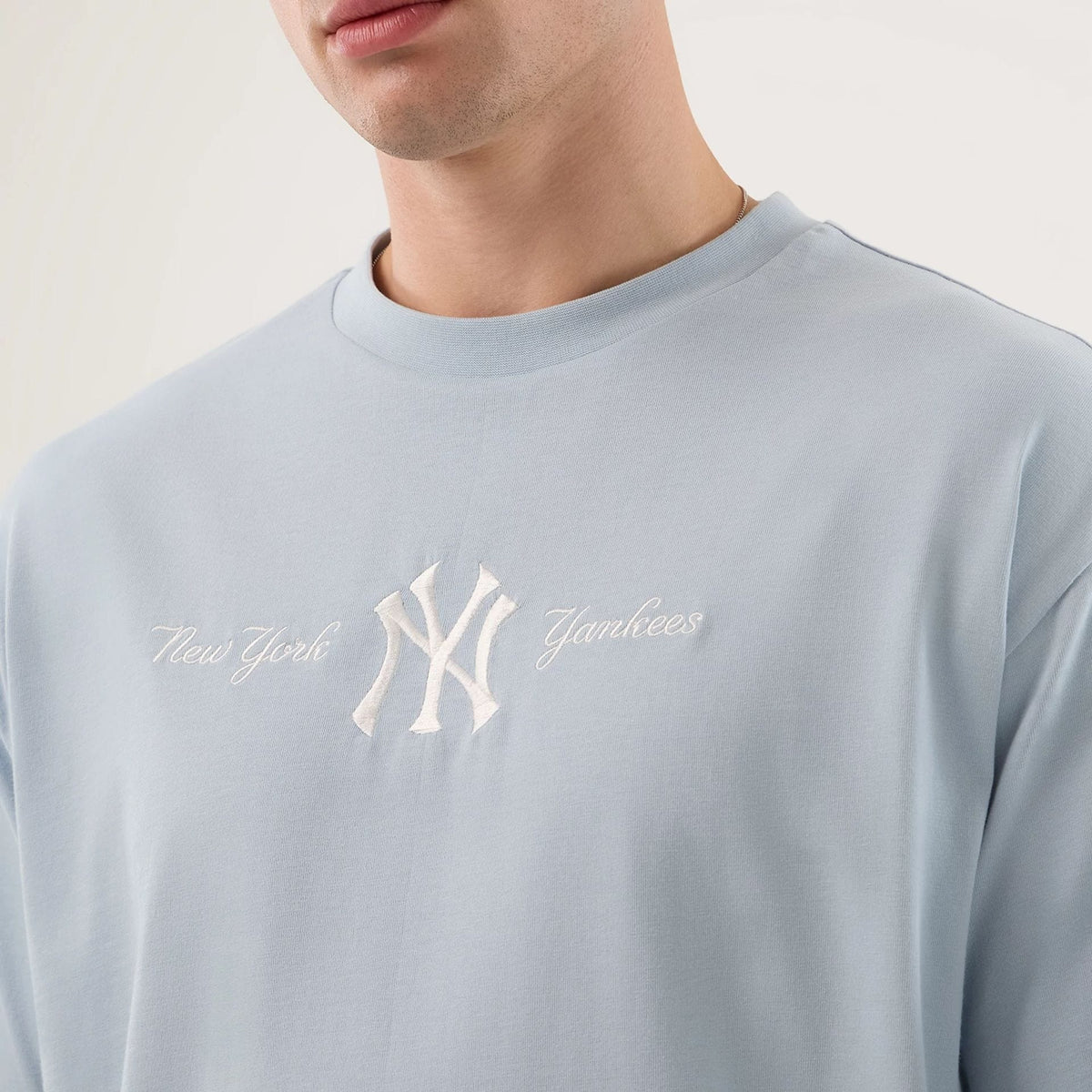 New York Yankees MLB Script Pastel Blue Oversized T-Shirt-zelvios