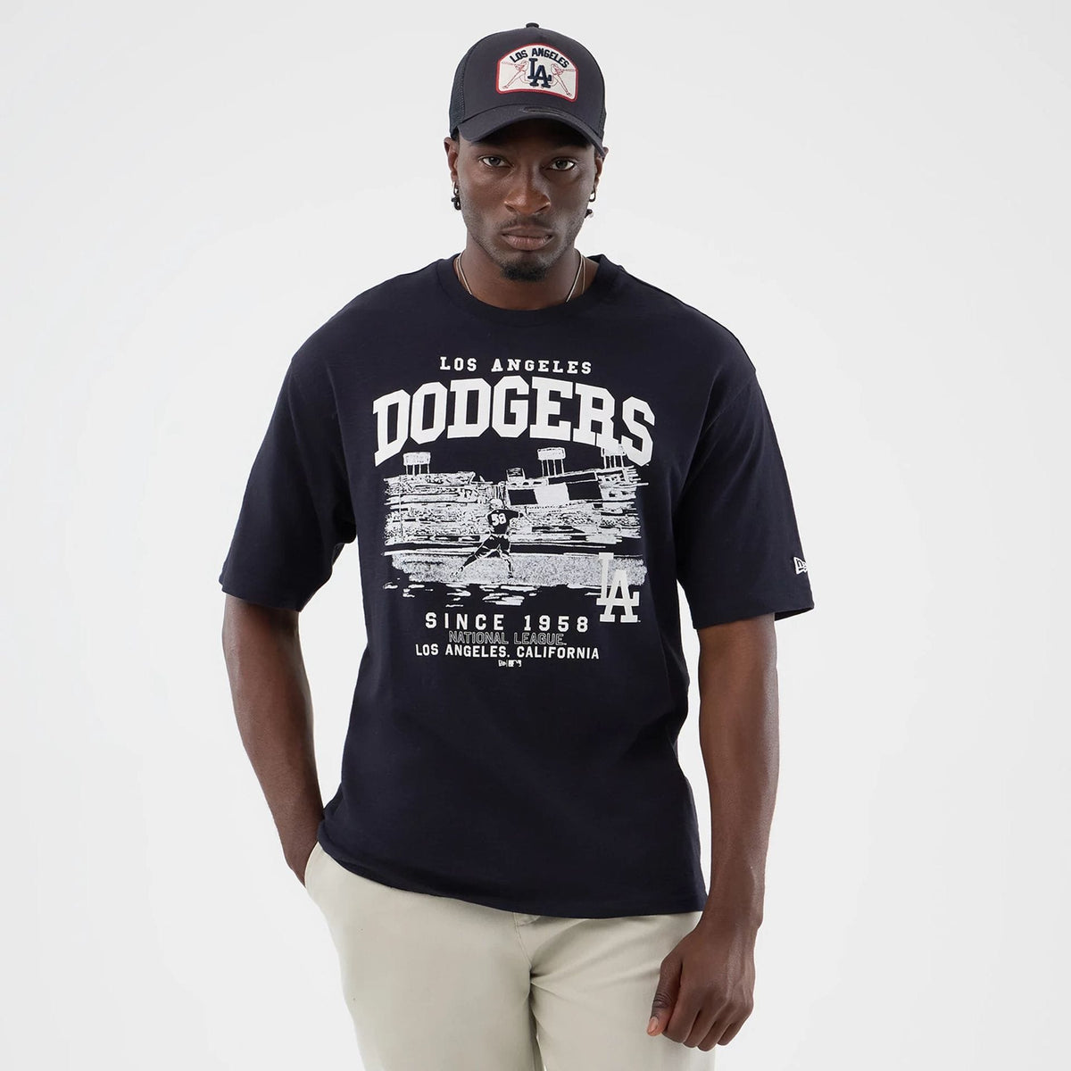LA Dodgers MLB Slub Navy Oversized T-Shirt-zelvios