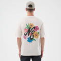 New Era Floral Graphic Open White Oversized T-Shirt-zelvios