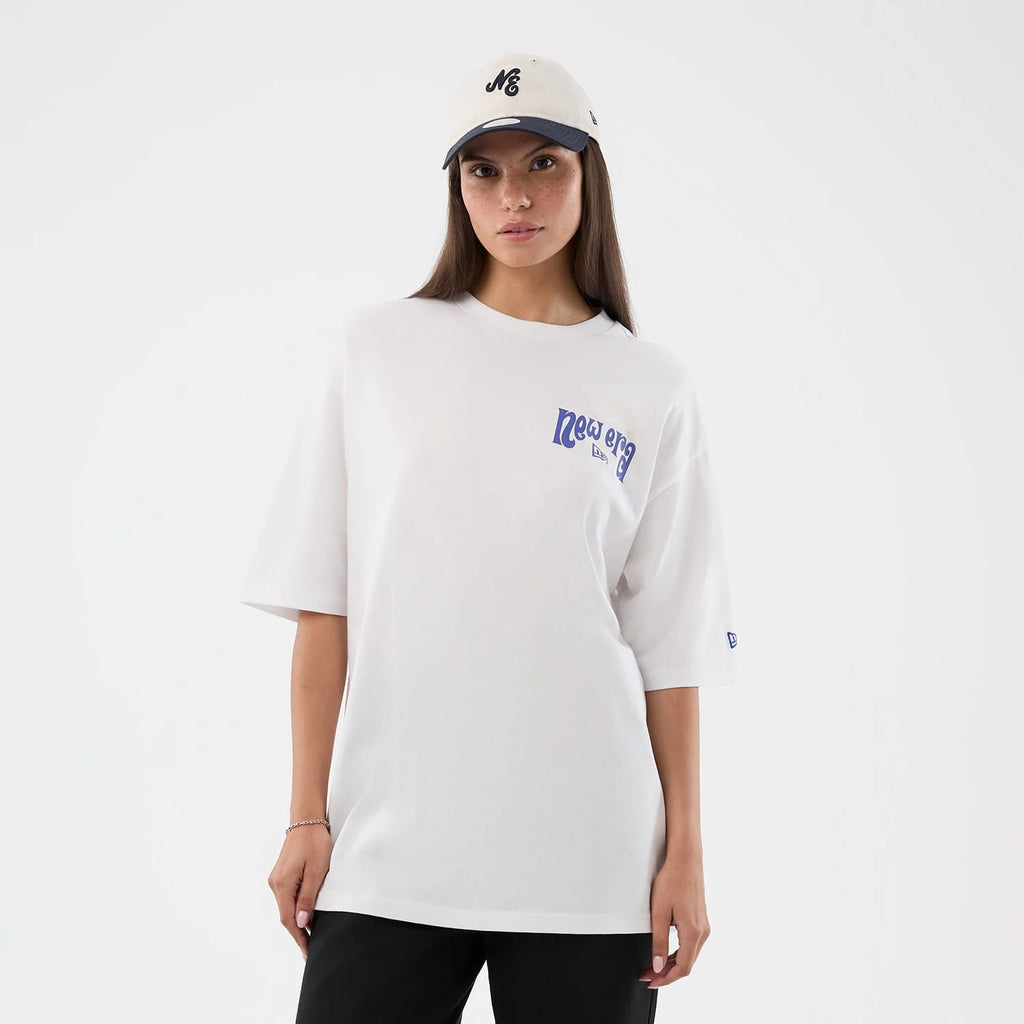 New Era Fun Pizza Graphic White Oversized T-Shirt-zelvios